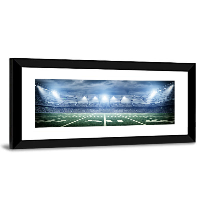 Floodlit Soccer Stadium at Night Wall Art as a framed print