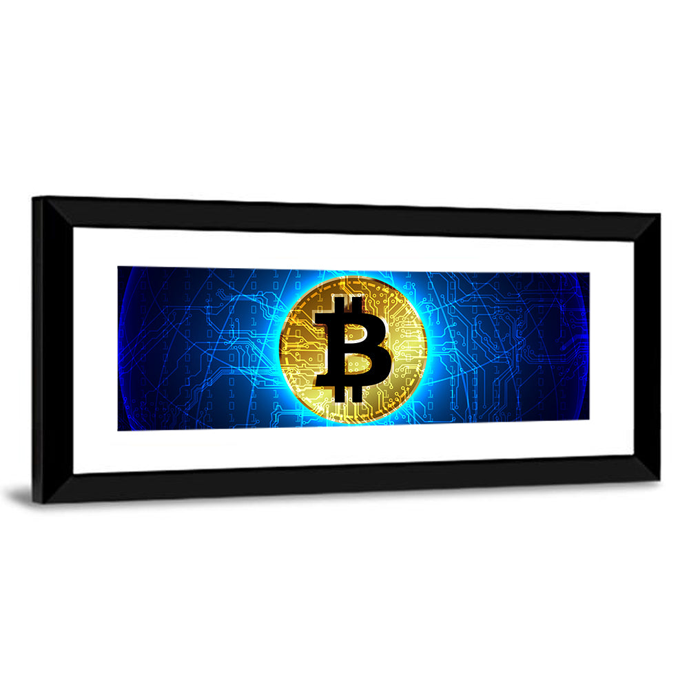 Golden Bitcoin Globe Wall Art