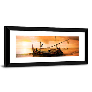 Boat On Beach At Bali Island Wall Art