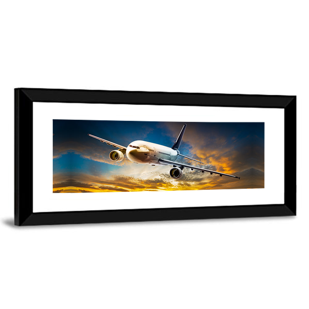 Jet Over Golden Cloudscape Wall Art