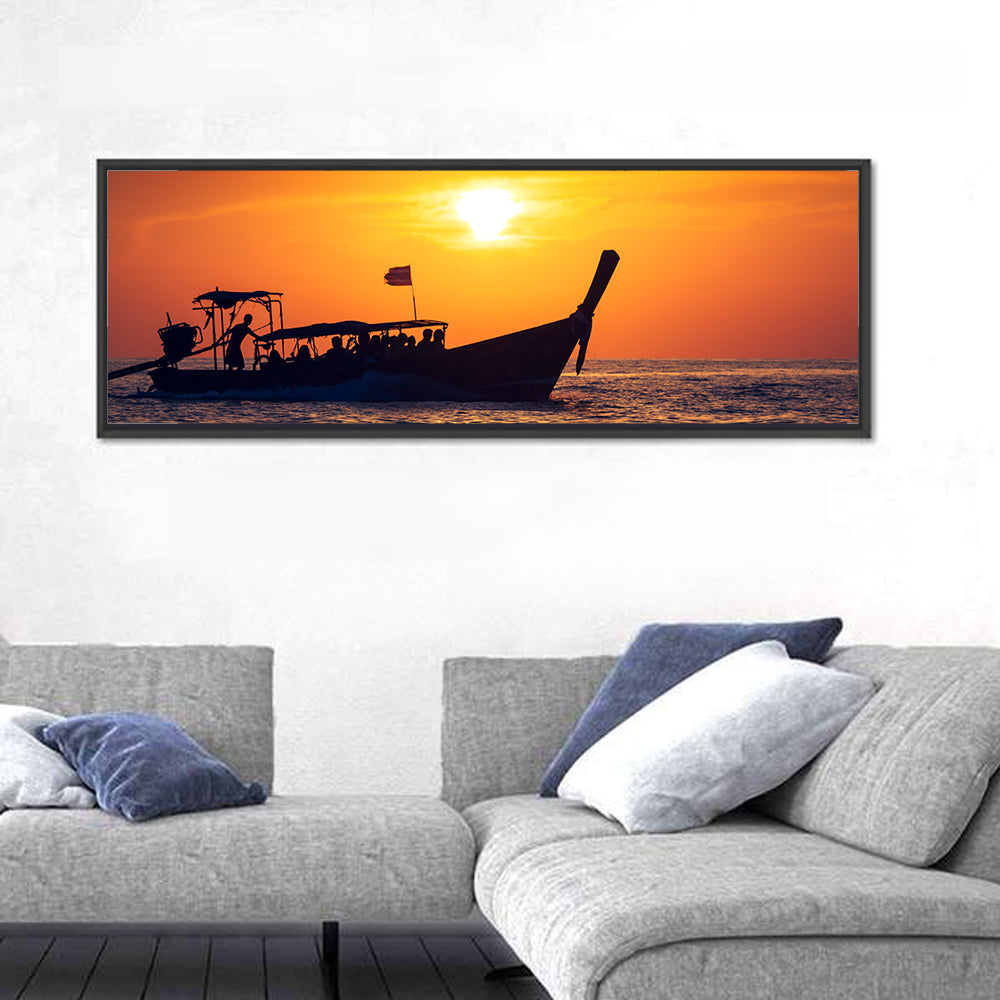 Longtail Boat at Sunset Wall Art
