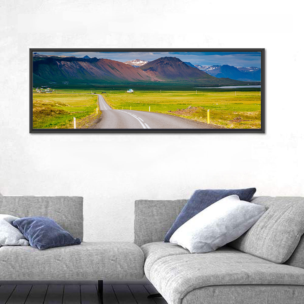 Icelandic Winding Road Toward Mountains Wall Art