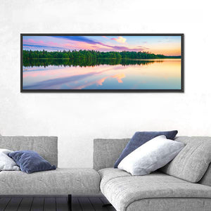 Colorful Sunset Over Forest Lake Wall Art