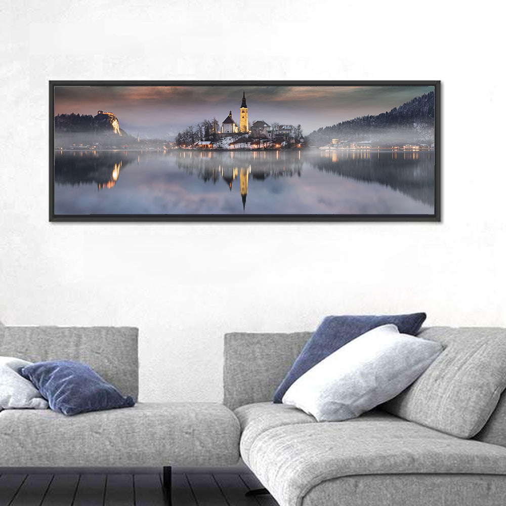 Lake Bled Misty Sunset Wall Art
