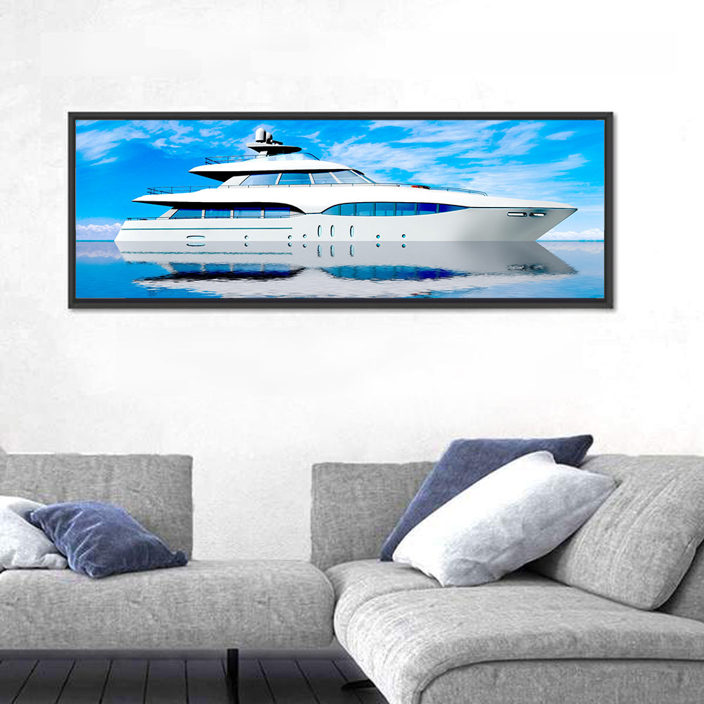 Blue Yacht Reflection Wall Art