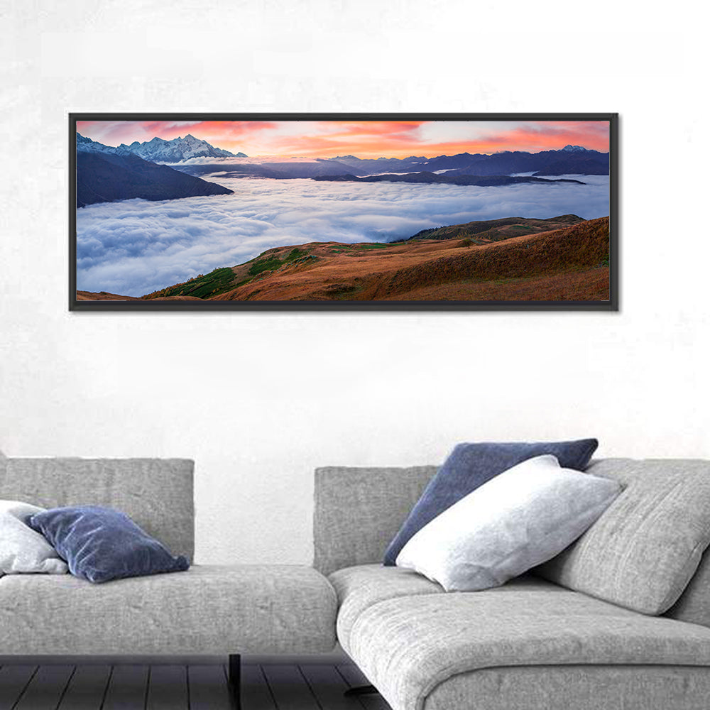 Mt Tetnuld Sunrise Over Clouds Wall Art