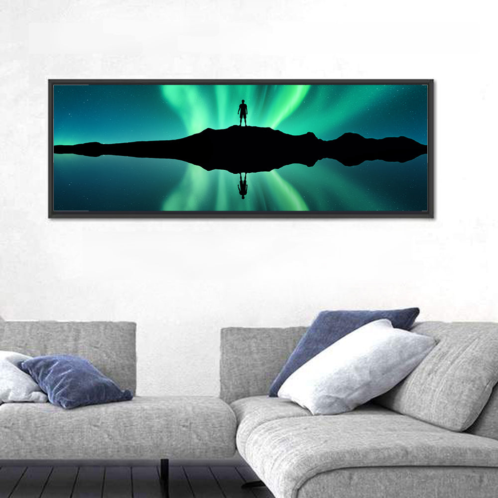 Northern Lights Over Mountain Lake, Norway Wall Art