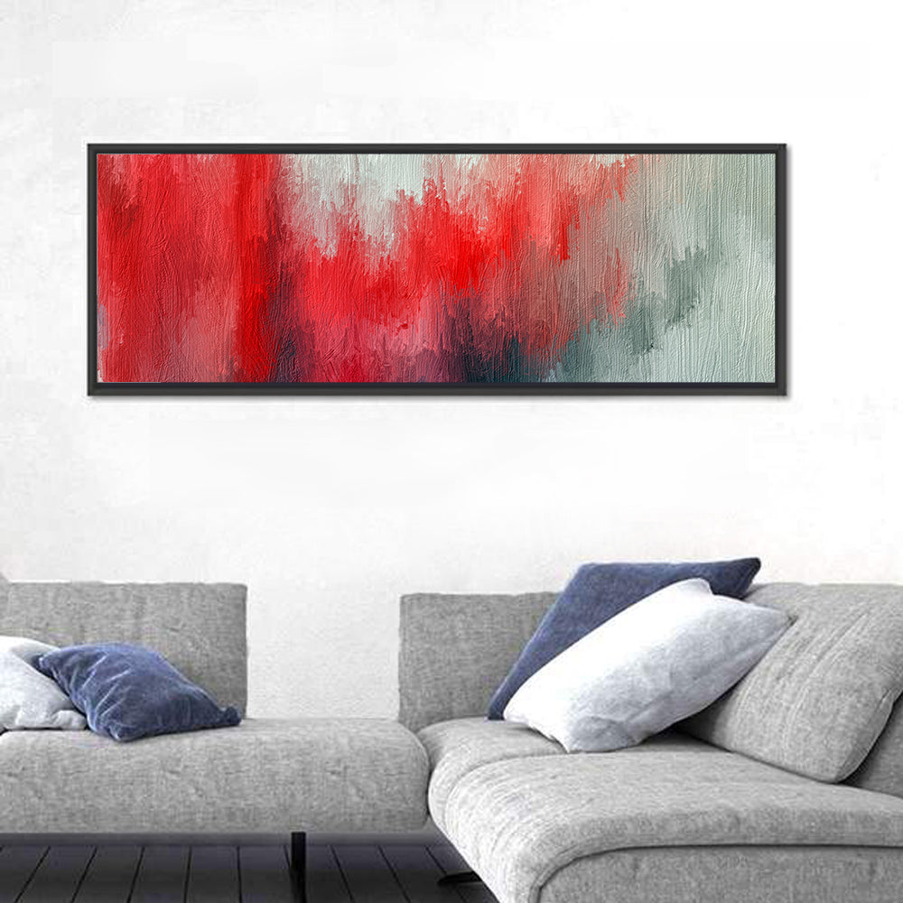 Red to Gray Oil Brushstrokes Wall Art