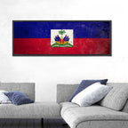 Haitian Flag with Distressed Emblem Wall Art