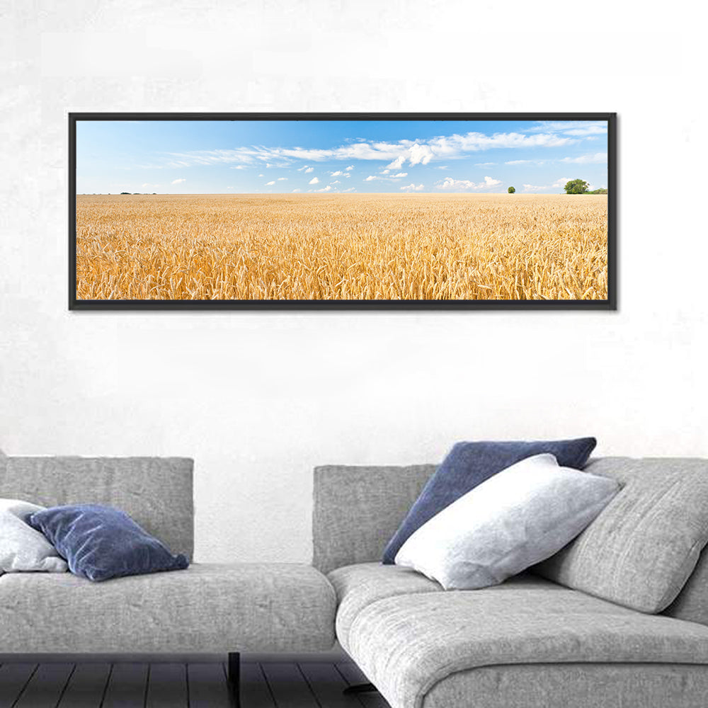 Golden Wheat Field with Blue Sky Wall Art