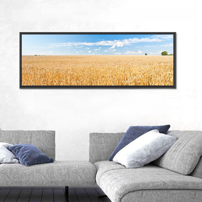 Golden Wheat Field with Blue Sky Wall Art
