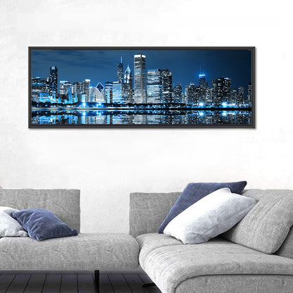 Chicago Skyline at Night Wall Art