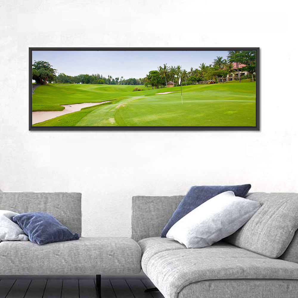 Sunny Putting Green with Palm Trees Wall Art