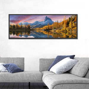 Lake Federa In Dolomites At Sunset Wall Art