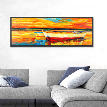 Boats at Golden Sunset Wall Art