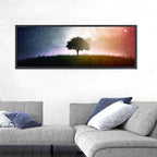 Tree Silhouette Under Nebula Sky Wall Art