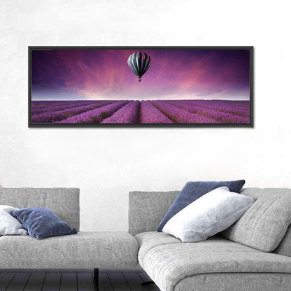 Hot Air Balloon Over Lavender Field Wall Art