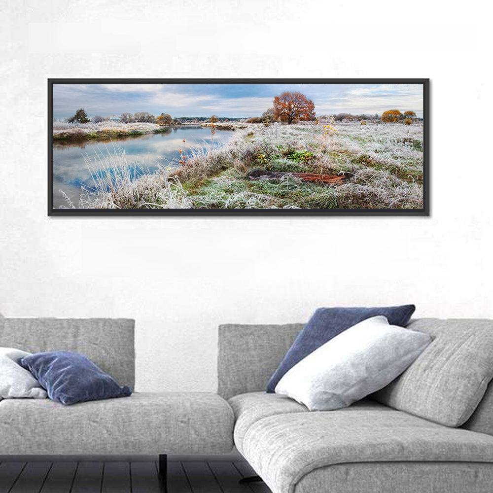 Frosted Autumn River Landscape Wall Art