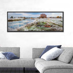 Frosted Autumn River Landscape Wall Art