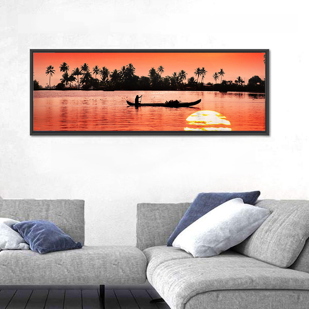 Boat and Fisherman Silhouette Wall Art