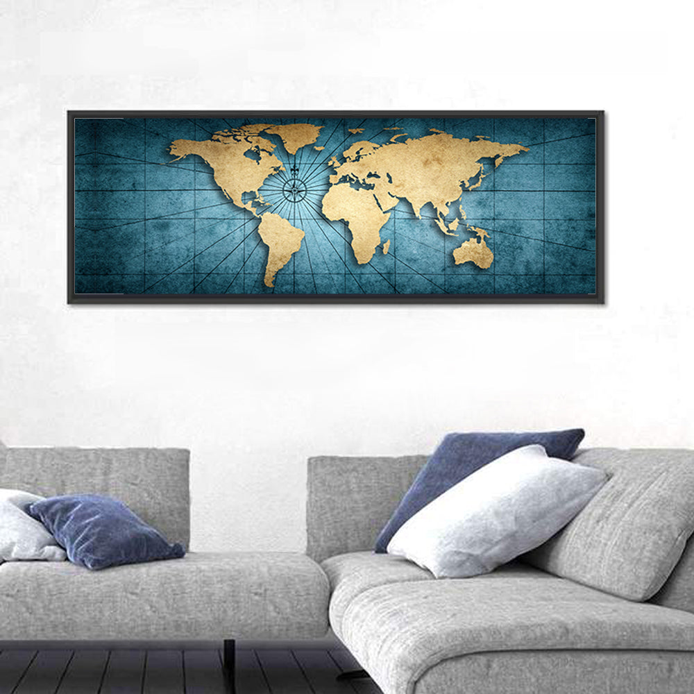 Vintage Nautical World Map Wall Art