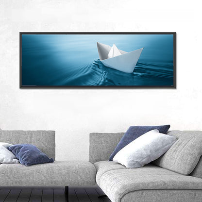 Paper Sailboat on Blue Water Wall Art