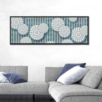 Blue Floral Scrollwork Pattern Wall Art