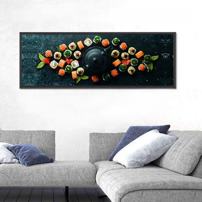 Sushi and Teapot Flat Lay Wall Art