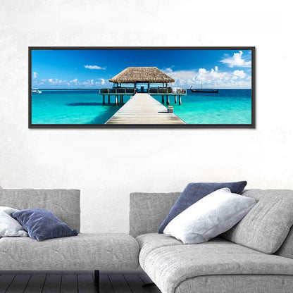 Beach With Jetty At Maldives Wall Art