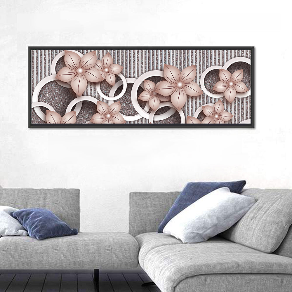 3d Floral Rings in Pink and Gray Wall Art
