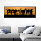Children Silhouettes at Golden Hour Wall Art