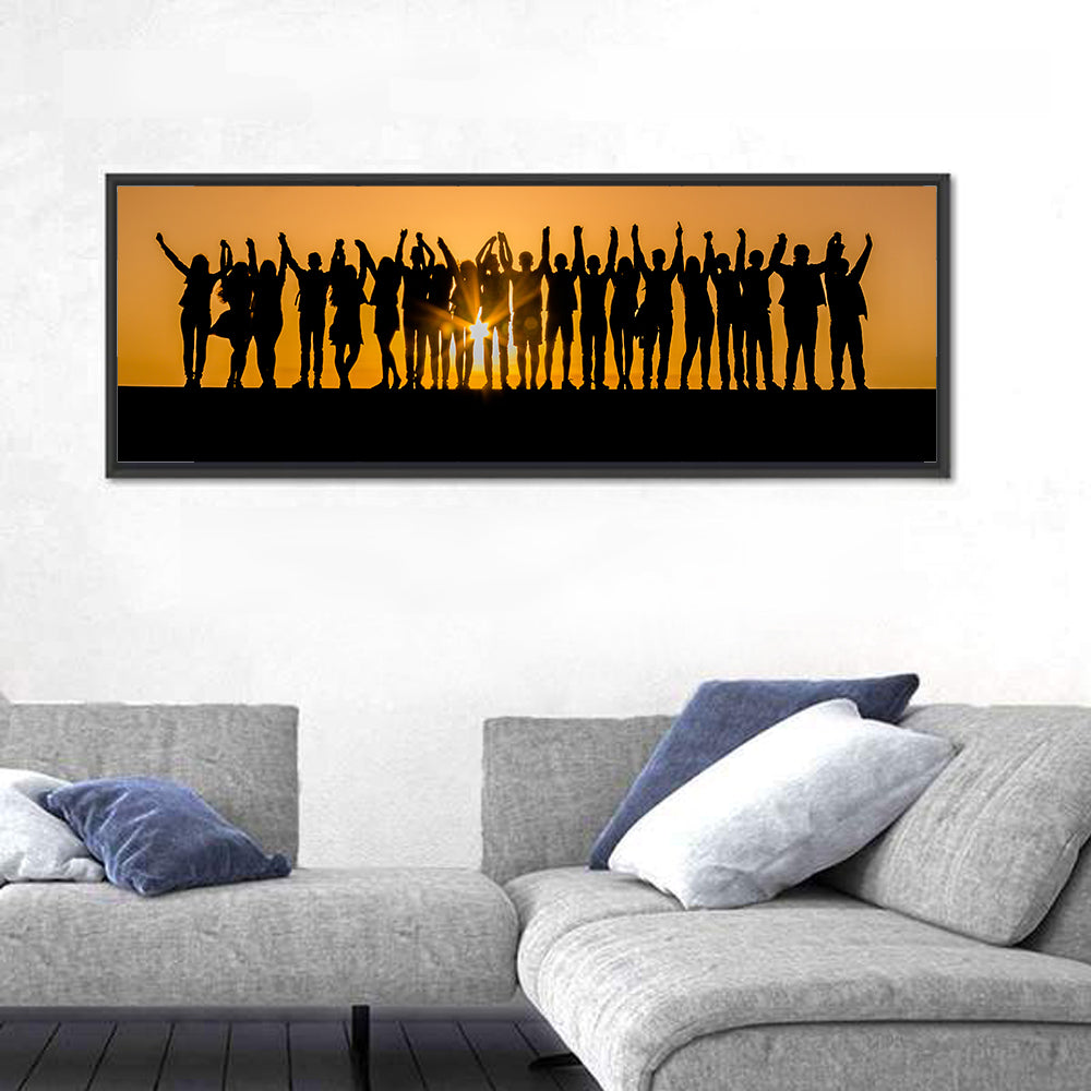 Children Silhouettes at Golden Hour Wall Art