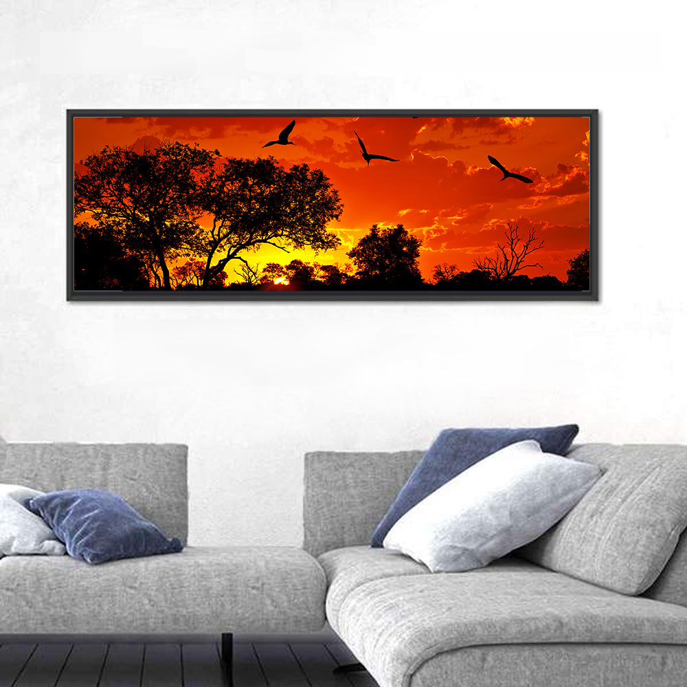 African Sunset Silhouette Wall Art