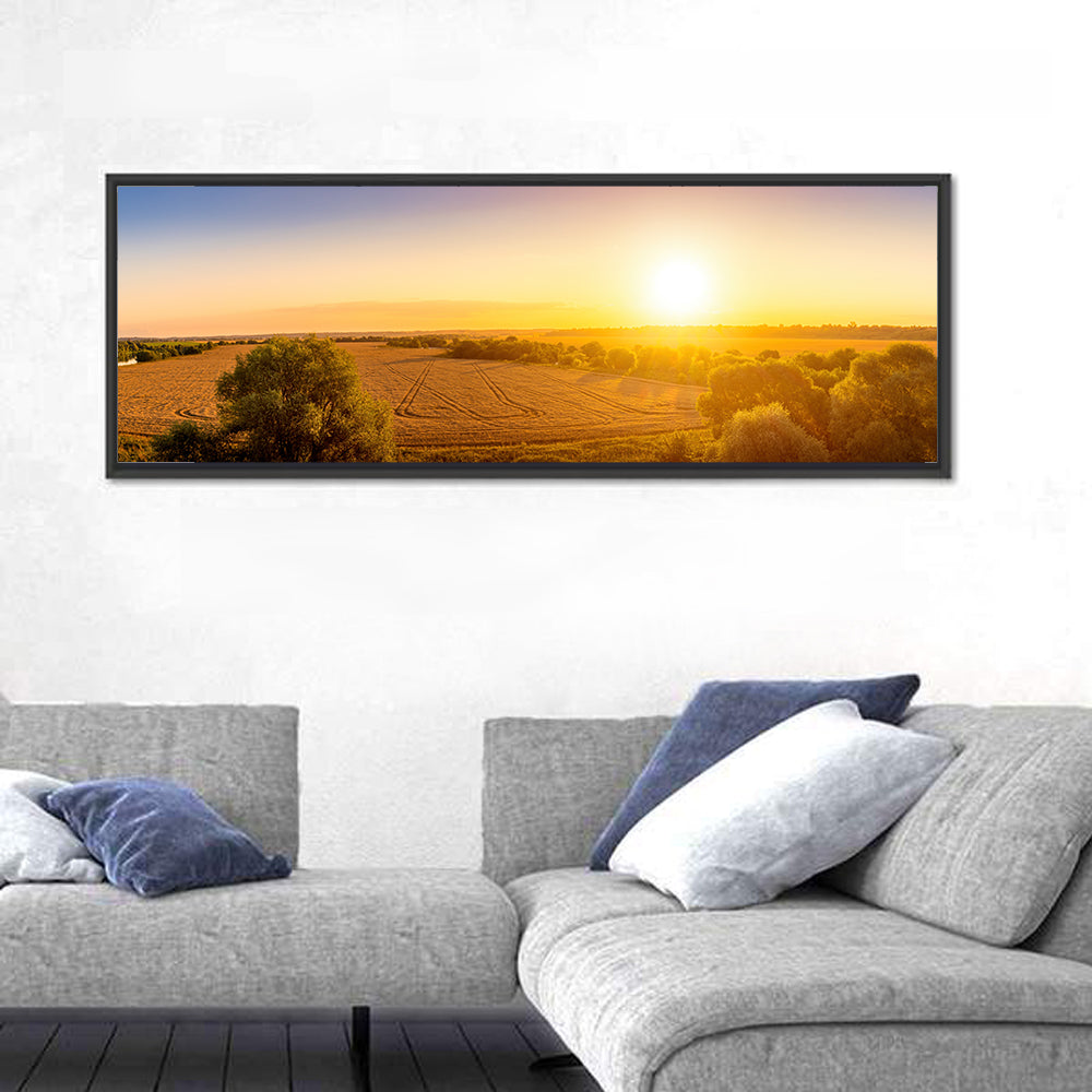 Golden Sunrise Over Wheat Field Wall Art