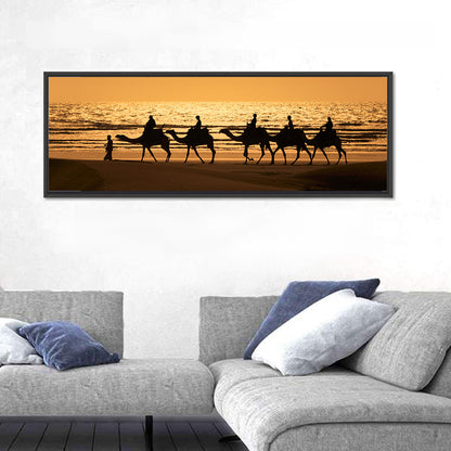 Camel Caravan at Sunset Wall Art