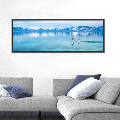Two Paddleboarders on Mountain Lake Wall Art