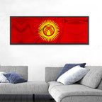 Kyrgyzstan Flag with Tunduk Emblem Canvas Wall Art
