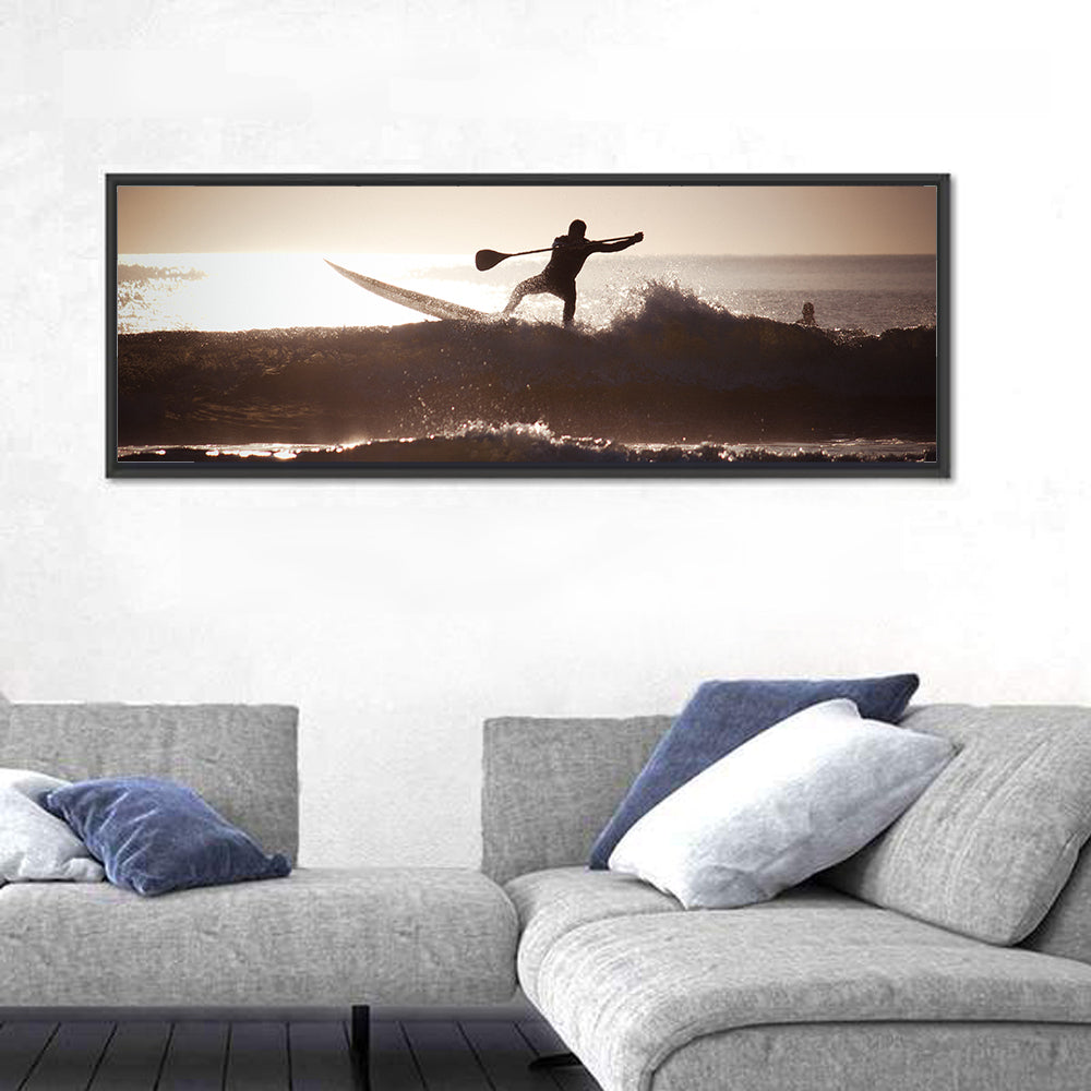 Backlit Paddleboard Silhouette at Sunrise Wall Art