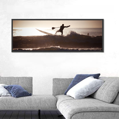 Backlit Paddleboard Silhouette at Sunrise Wall Art