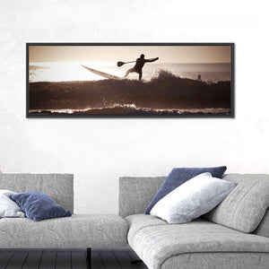 Silhouette Of A Man Paddle Boarding Wall Art