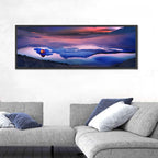 Glowing Tent on Frozen Mountain Lake Wall Art