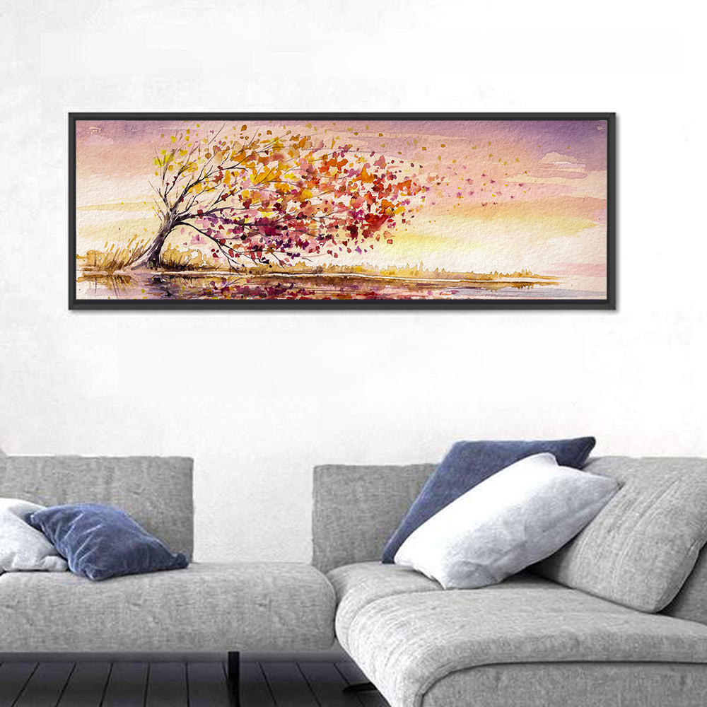 Windblown Autumn Tree Reflection Wall Art