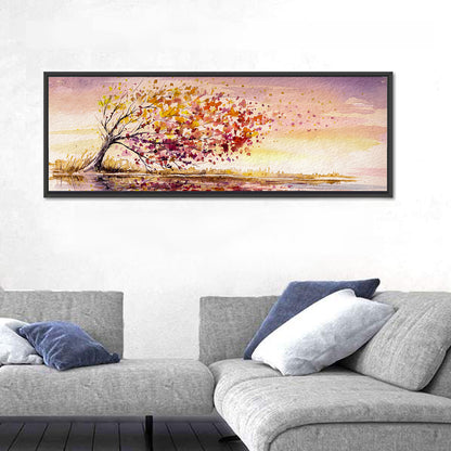 Windblown Autumn Tree Reflection Wall Art