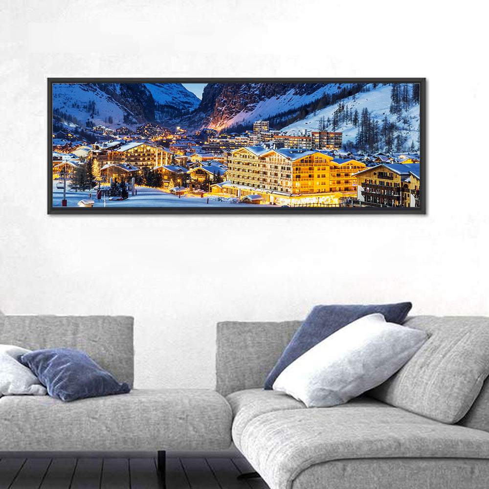 Twilight Ski Village in the French Alps Wall Art