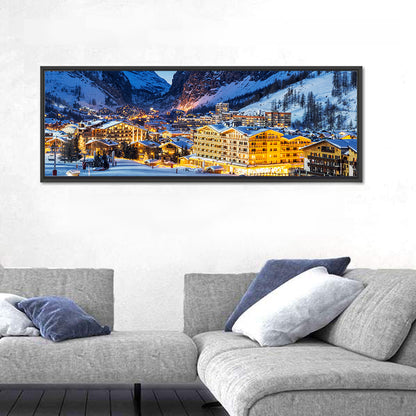 Twilight Ski Village in the French Alps Wall Art
