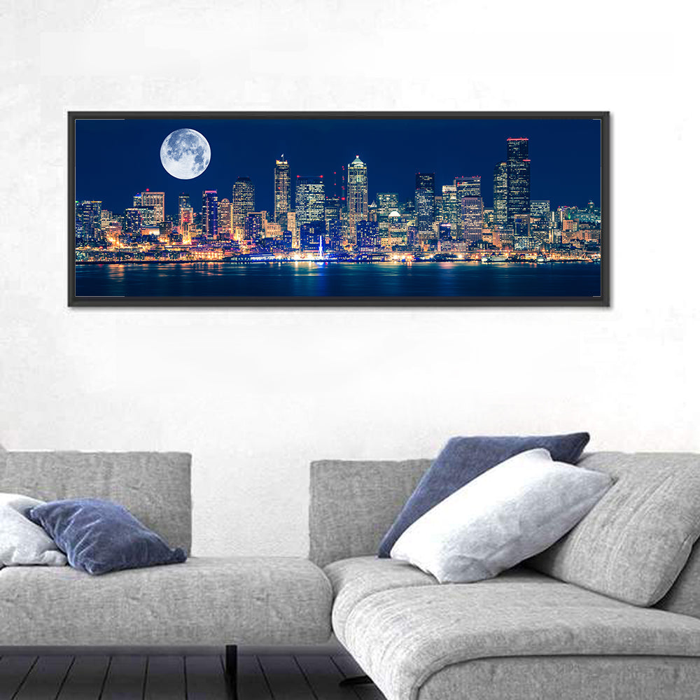 Seattle Skyline at Night Wall Art