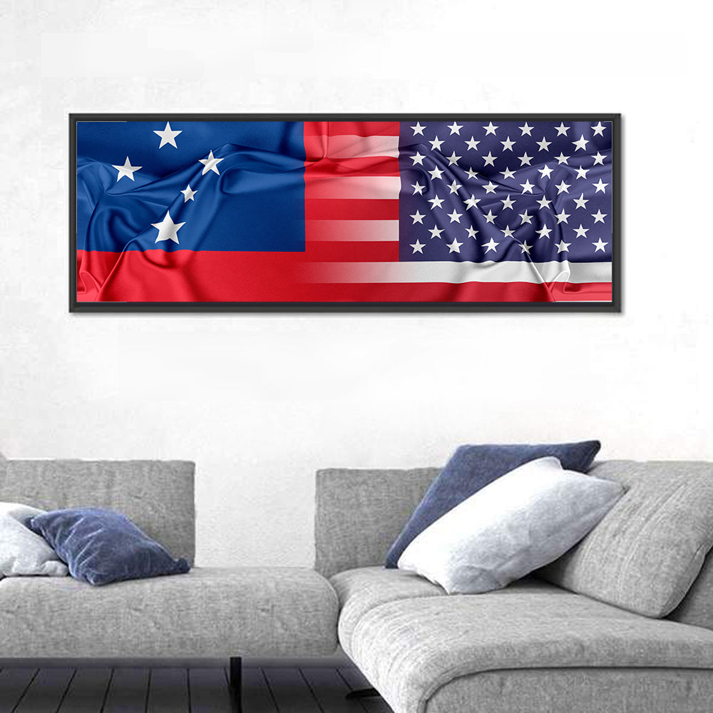 Samoa and USA Flag Blend Wall Art