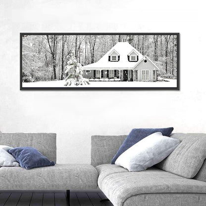 Frosty Winter House Landscape Wall Art