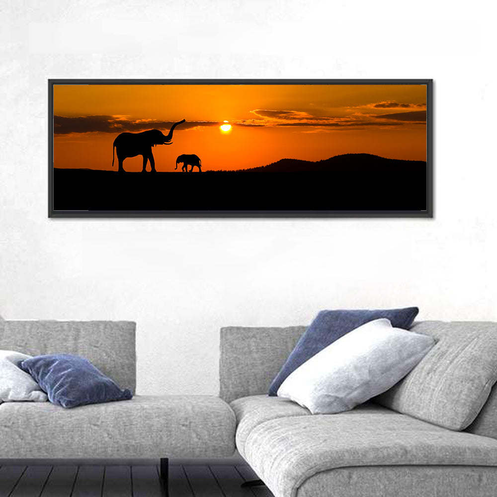 Savannah Elephant Silhouettes Wall Art