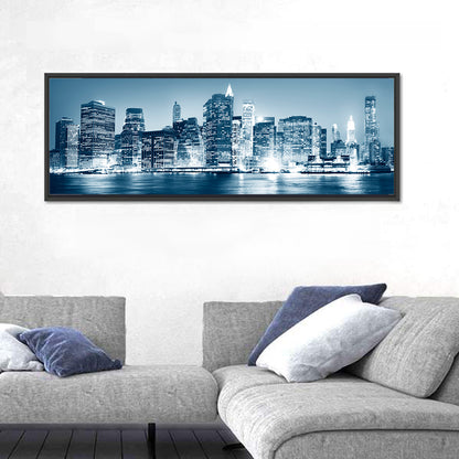 New York Night Skyline Reflection Wall Art